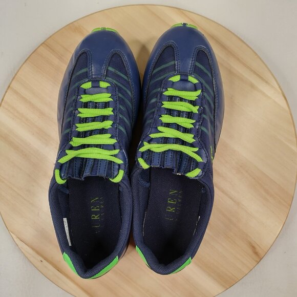 Ralph Lauren Falon Blue & Green Leather Mesh Casual Sneakers Woman US 9.5B - Picture 9 of 13